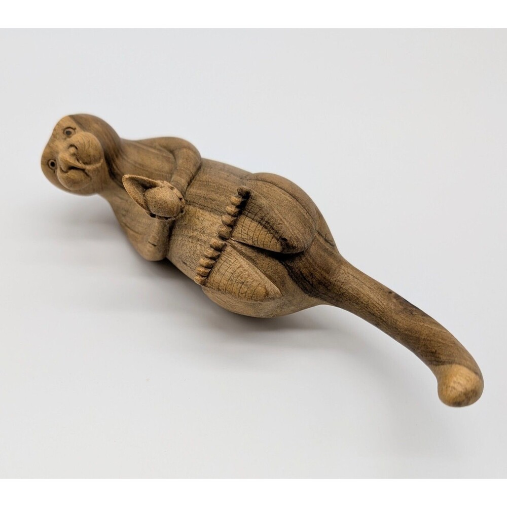 Hand Carved Wooden Sea River Otter Light Wood Figure Figurine Folk Art